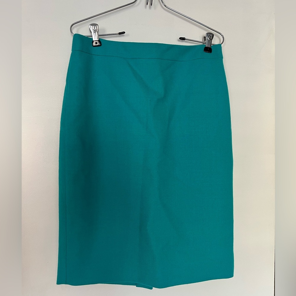 J Crew NWT Wool Pencil Skirt Teal
